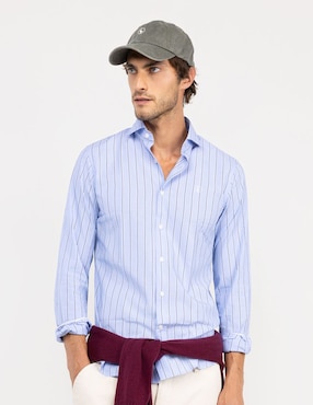 Camisa casual El Ganso de algodón manga larga para hombre