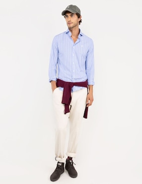 Camisa casual El Ganso de algodón manga larga para hombre