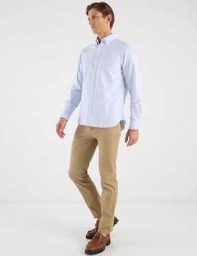 Camisa casual El Ganso de algodón manga larga para hombre