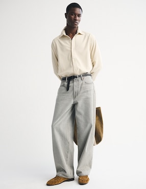 Camisa casual Abercrombie & Fitch de algodón manga larga para hombre