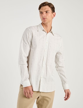 Camisa casual Guess de algodón manga larga para hombre