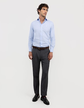 Camisa casual El Ganso de algodón manga larga para hombre