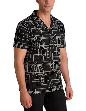 Camisa casual Karl Lagerfeld Paris de algodón manga corta para hombre