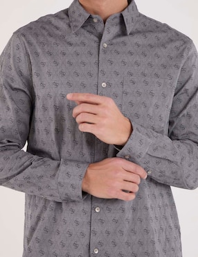 Camisa casual Guess de algodón manga larga para hombre
