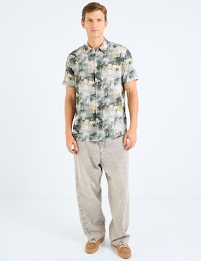 Camisa casual Guess de algodón manga corta para hombre