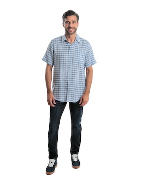 Camisa casual Kenneth Cole de lino manga corta para hombre