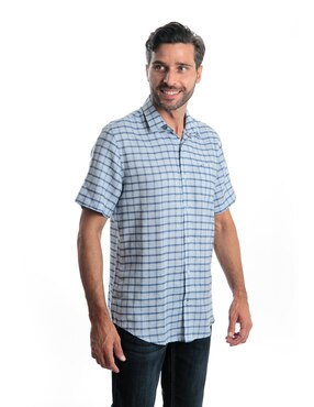 Camisa casual Kenneth Cole de lino manga corta para hombre