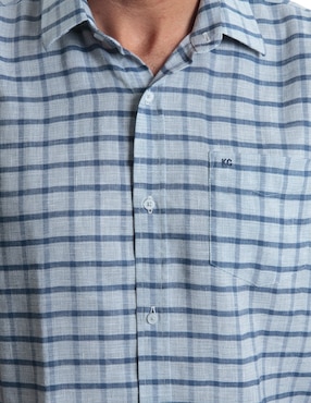 Camisa casual Kenneth Cole de lino manga corta para hombre