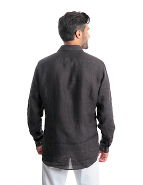 Camisa casual Kenneth Cole de lino manga larga para hombre