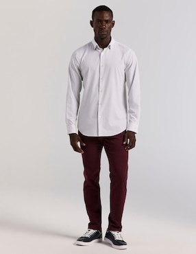 Camisa de vestir Perry Ellis de algodón manga larga para hombre