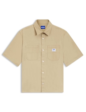 Camisa casual Hugo Blue de algodón manga corta para hombre