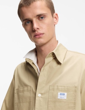 Camisa casual Hugo Blue de algodón manga corta para hombre