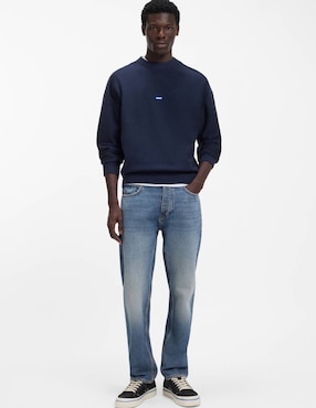 Jeans straight Hugo Blue lavado medio para hombre