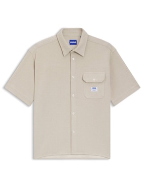 Camisa casual Hugo Blue de algodón manga corta para hombre