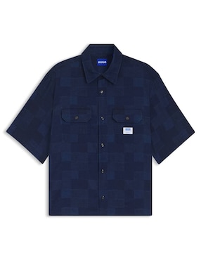 Camisa casual Hugo Blue de algodón manga corta para hombre