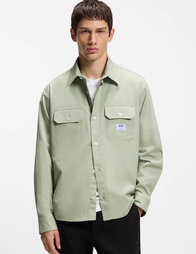 Camisa casual Hugo Blue de algodón manga larga para hombre