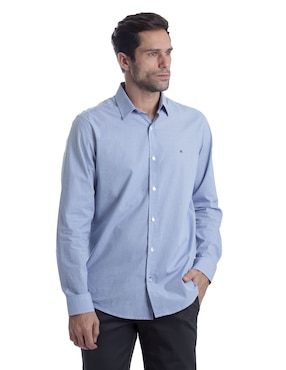Camisa casual Kenneth Cole de algodón y poliéster manga larga para hombre