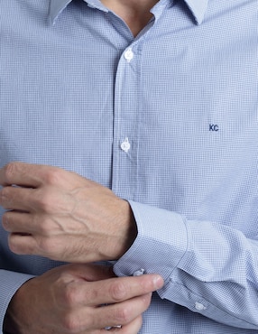 Camisa casual Kenneth Cole de algodón y poliéster manga larga para hombre