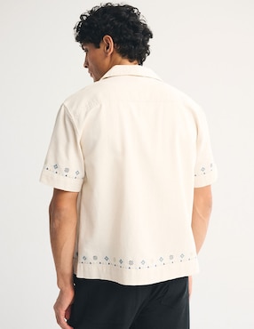 Camisa casual Abercrombie & Fitch de lino manga corta para hombre