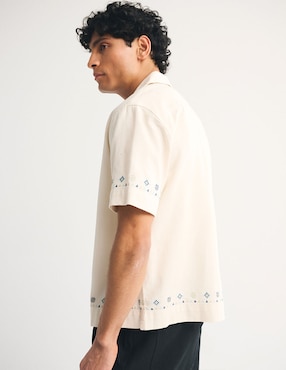 Camisa casual Abercrombie & Fitch de lino manga corta para hombre