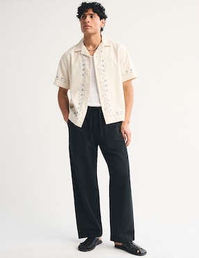 Camisa casual Abercrombie & Fitch de lino manga corta para hombre