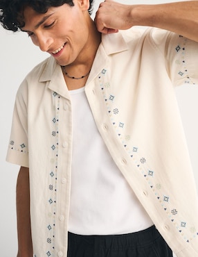 Camisa casual Abercrombie & Fitch de lino manga corta para hombre