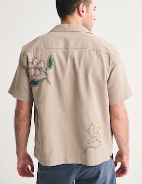 Camisa casual Abercrombie & Fitch de lino manga corta para hombre