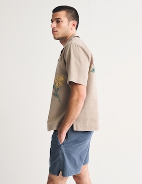 Camisa casual Abercrombie & Fitch de lino manga corta para hombre