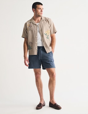 Camisa casual Abercrombie & Fitch de lino manga corta para hombre