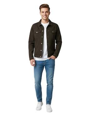 Chamarra denim Indicum Denim de mezclilla con bolsillos para hombre