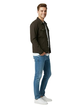 Chamarra denim Indicum Denim de mezclilla con bolsillos para hombre