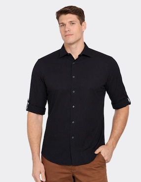 Camisa casual perry ellis de algodón manga corta para hombre