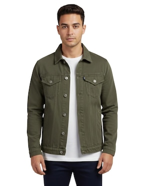 Chamarra denim Indicum Denim de mezclilla con bolsillos para hombre