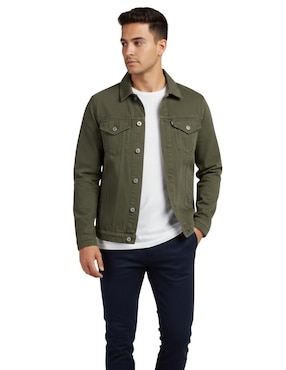 Chamarra denim Indicum Denim de mezclilla con bolsillos para hombre
