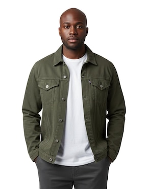 Chamarra denim Indicum Denim de mezclilla con bolsillos para hombre