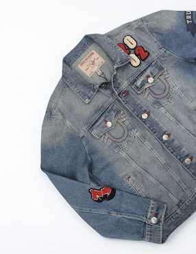 Chamarra denim True Religion de mezclilla con bolsillos para hombre