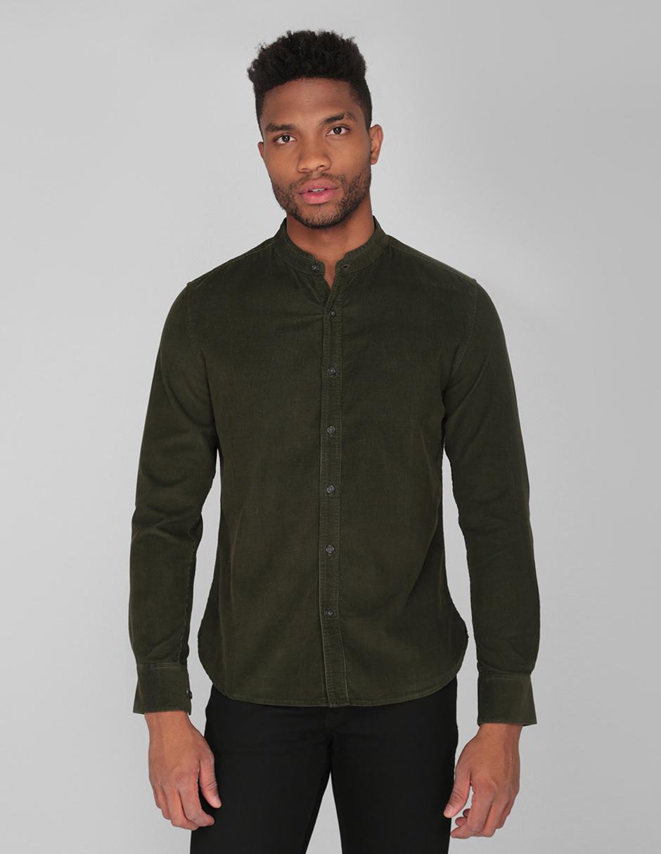 Camisa casual Elemento Uomo corte regular fit verde olivo