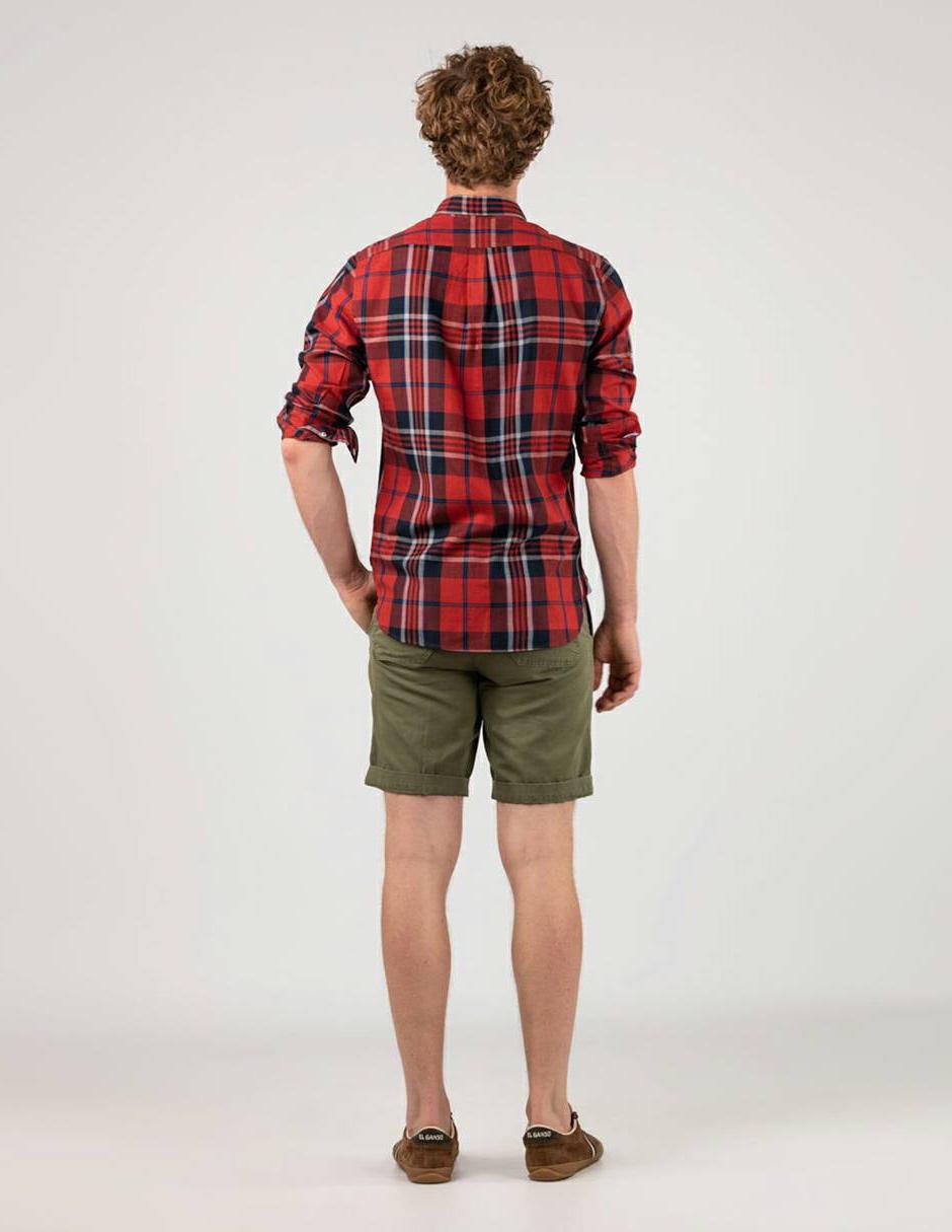 El Ganso Camisa Basket Weave Cuadro Tart/án Rojo para Hombre