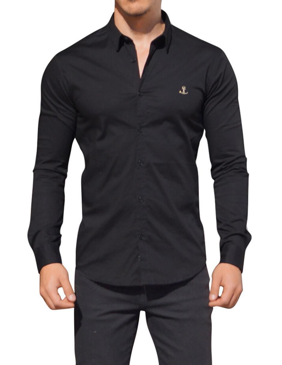 Camisa de vestir de algodón manga larga para hombre