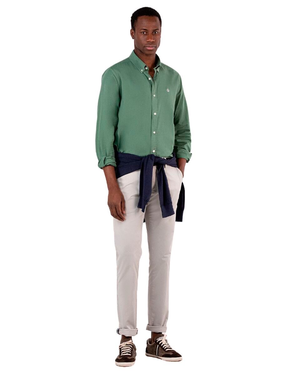 Camisa casual de algodón manga larga para hombre 1