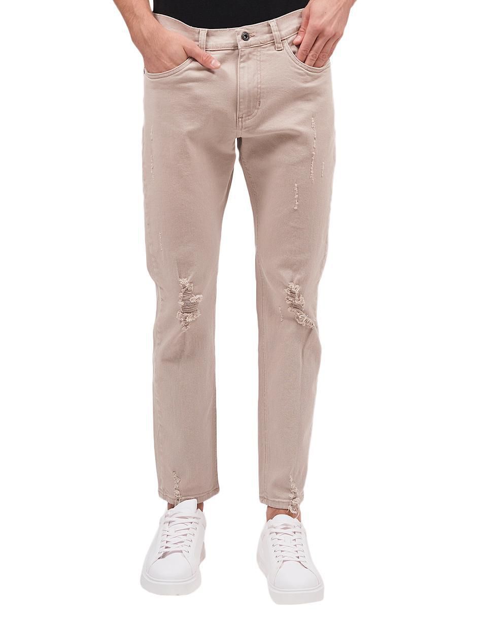 Jeans slim lavado desgastado para hombre