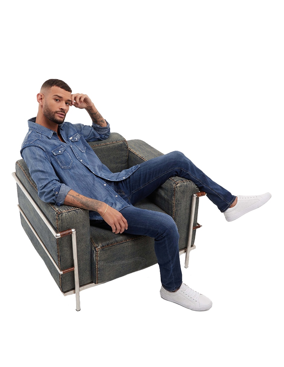 Jeans skinny deslavado para hombre 2