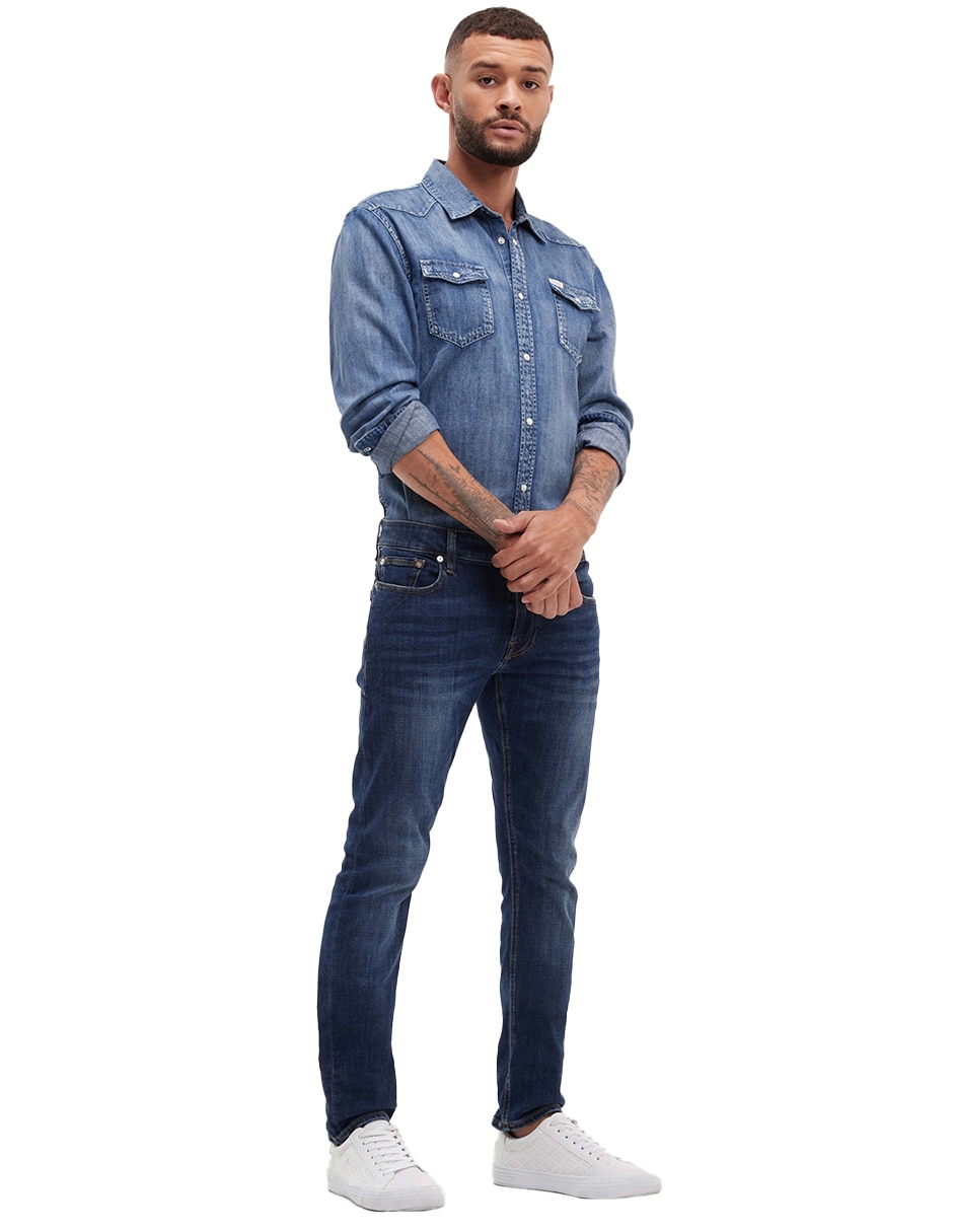 Jeans skinny deslavado para hombre 5