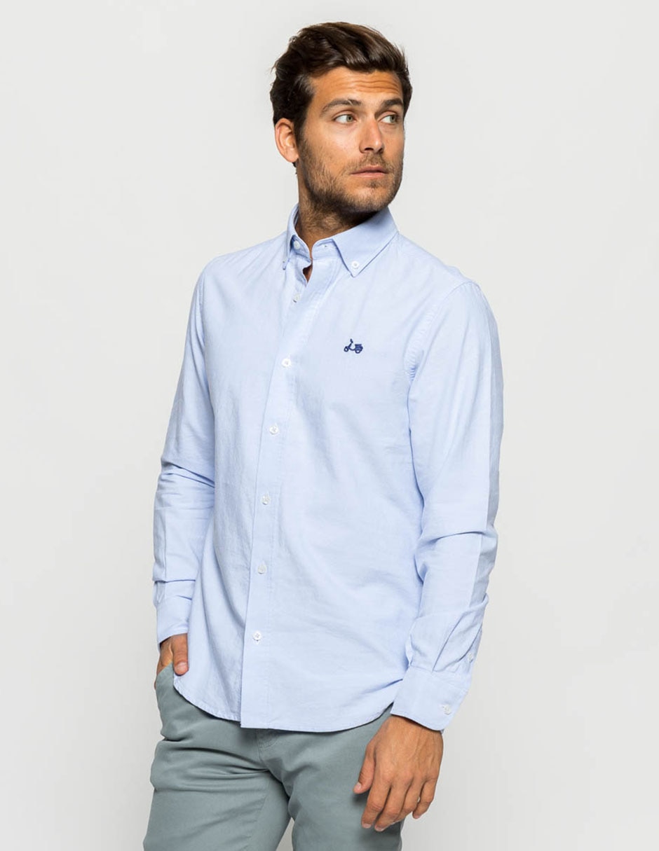 Camisa casual de algodón manga larga para hombre