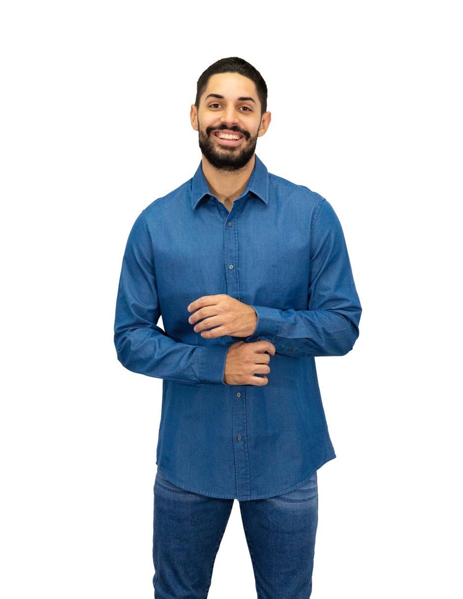 Camisa casual de algodón manga larga para hombre 1