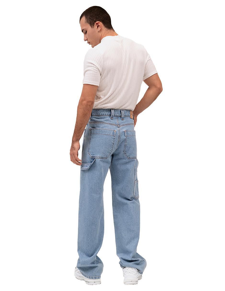 Jeans straight lavado claro para hombre 3