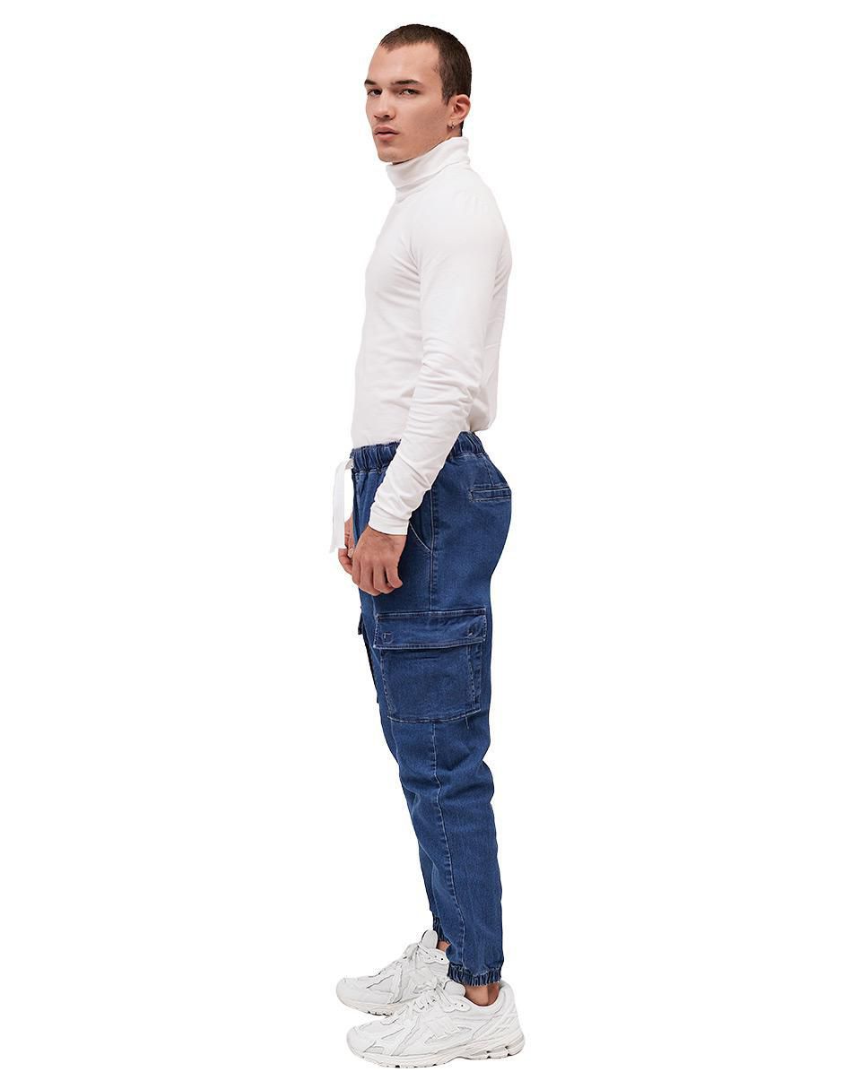 Jeans jogger straight 8045 lavado obscuro para hombre 3
