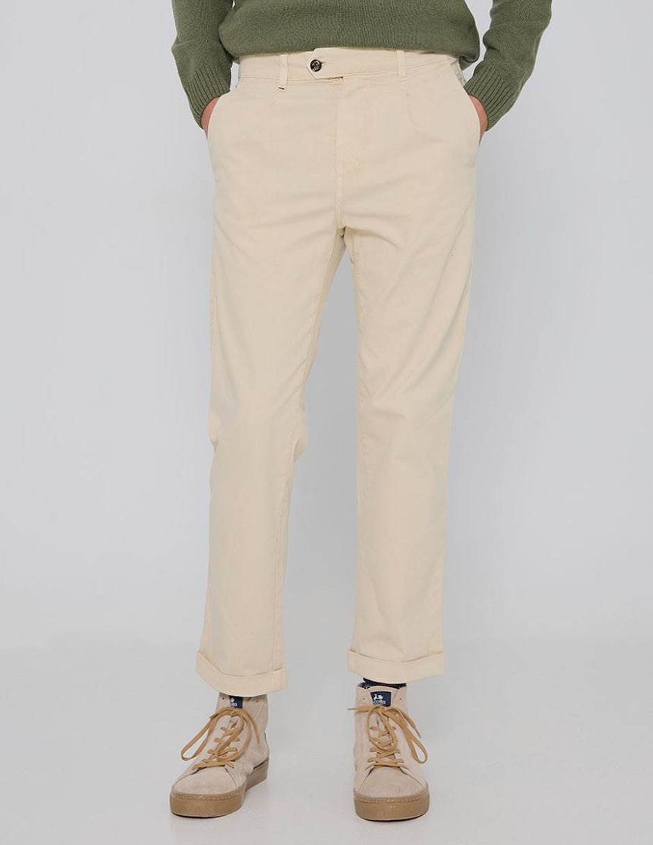 Pantalón chino recto de algodón para hombre