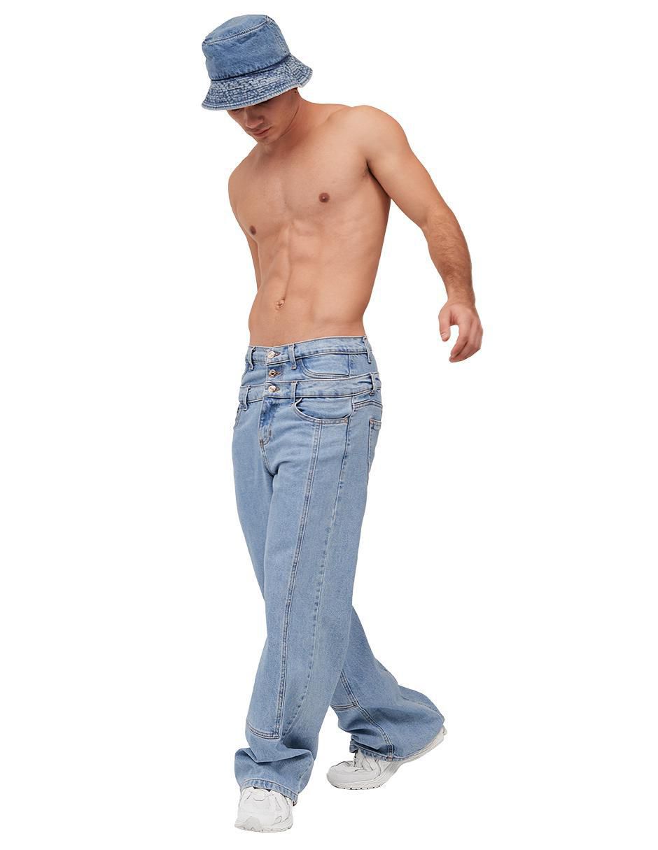 Jeans straight lavado claro para hombre 2