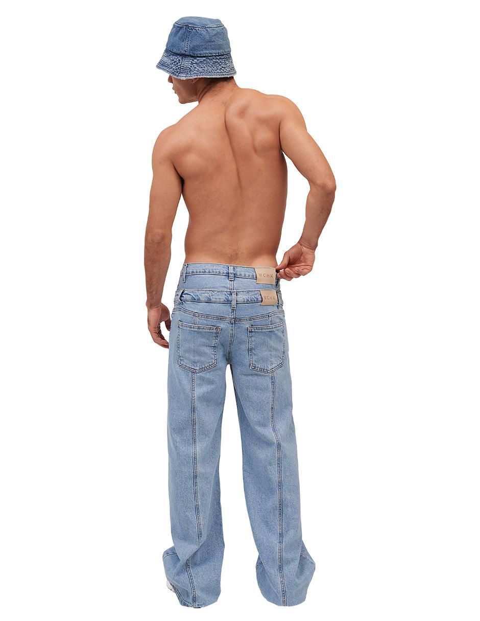 Jeans straight lavado claro para hombre 3